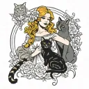 aphrodite and cat playing tattoo design idea