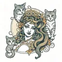 aphrodite and cat playing tattoo design idea