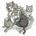 aphrodite and cat playing tattoo design idea