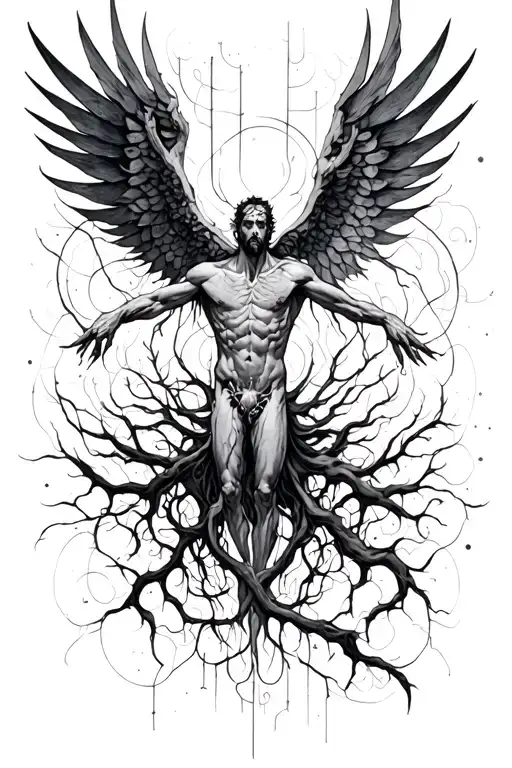 asemic writing about god trapped in man's body / tattoo design  tattoo design idea