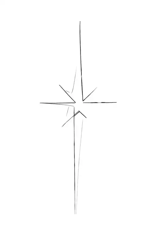 vertically long simple shooting star tattoo design idea
