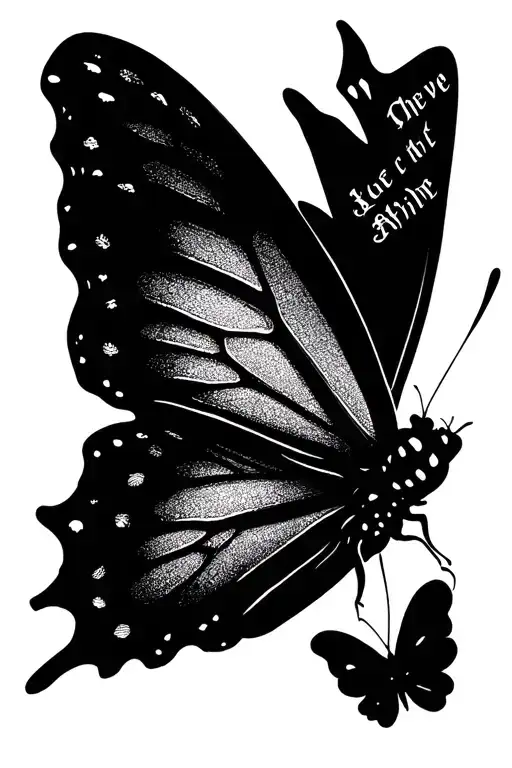 butterfly quote written tattoo design idea