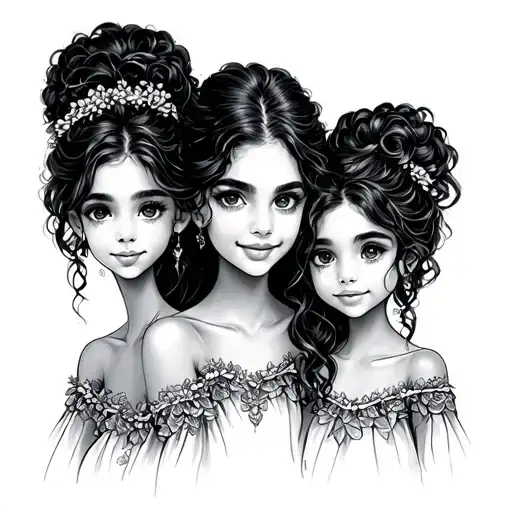 Mother And 2 Daughters tattoo design idea