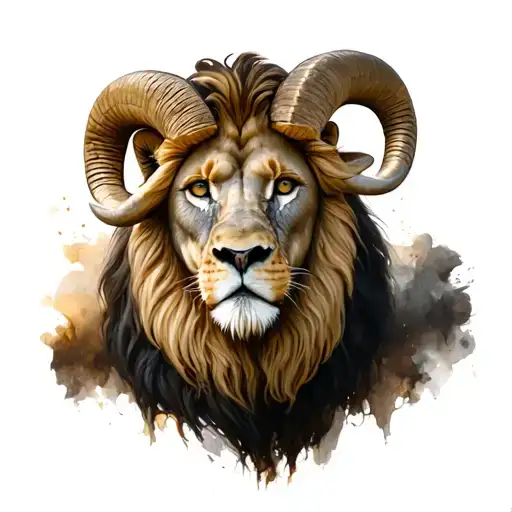 Mixture of a head of ram, capricorn and a lion tattoo design idea