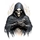 reaper full body, hooded, dark tattoo design idea