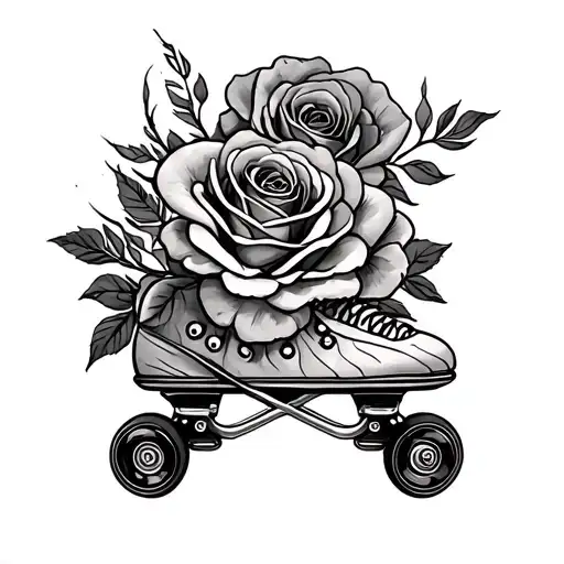 Skate with roses tattoo design idea