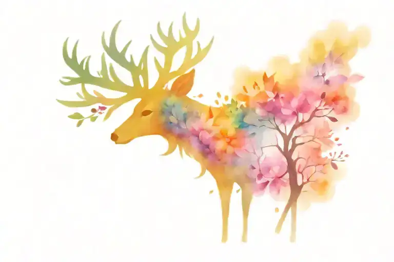 Deer Tree of Life Butterfly tattoo design idea