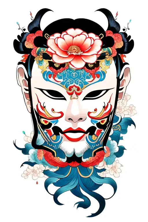 Japanese omni mask tattoo design idea