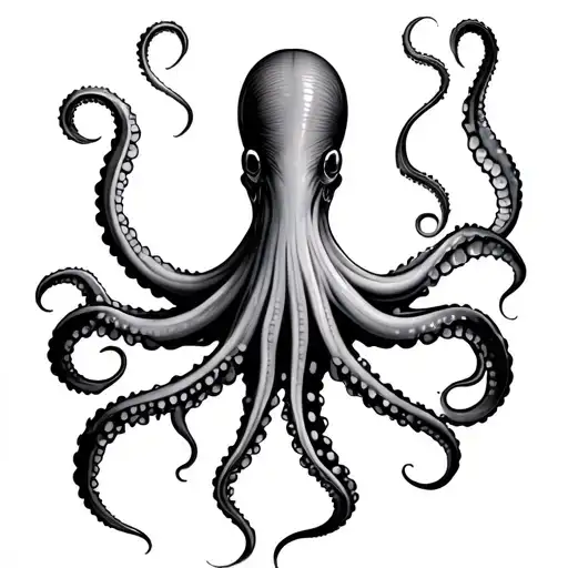 squid wrapping its tentacles tattoo design idea