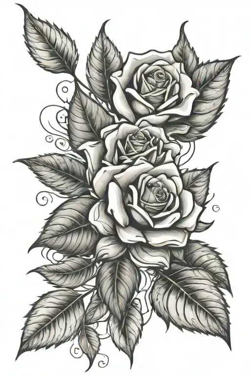 rose leafs falling leaves tattoo design idea