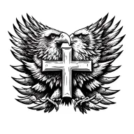 eagle and cross surrounded tattoo design idea