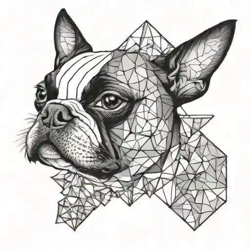 Boston terrier geometrical tattoo design idea