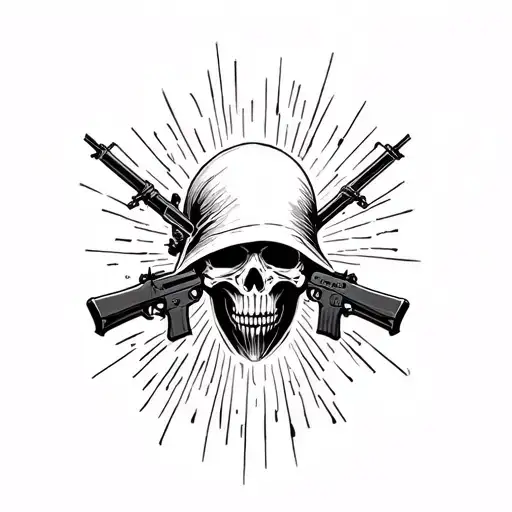 Grim Reaper with ak47 tattoo design idea