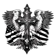 Irish Christian cross, eagle, us flag, diamond, freedom, dream, Michael ange tattoo design idea