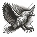 Flying Eagle soaring straight line, view from above tattoo design idea
