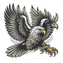 Flying Eagle soaring straight line, view from above tattoo design idea