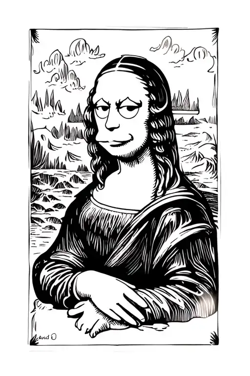 Mona Lisa as a Simpson tattoo design idea