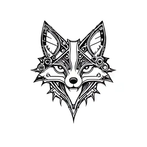 Mechanical gears forming the shape of a fox tattoo design idea