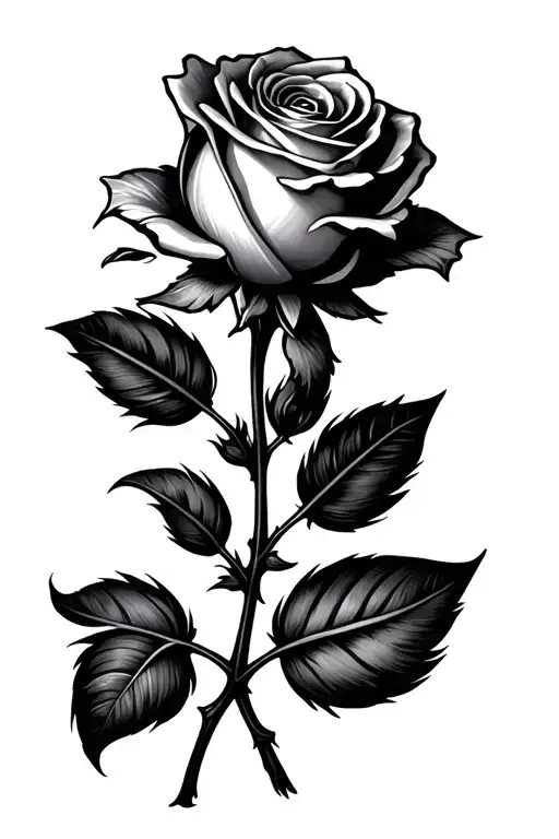 a rose with a cardinal feather wrapped around the stem tattoo design idea