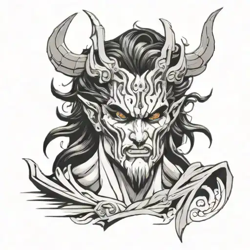 hades headshot looking straight tattoo design idea