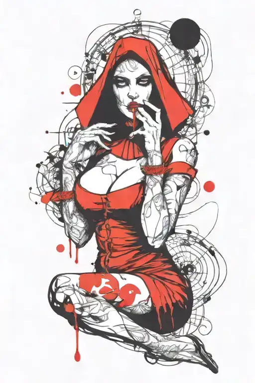 Sexy nun smoking tattoo design idea