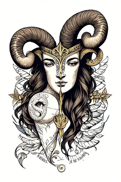 Aries and Gemini zodiac sign intertwined tattoo design idea