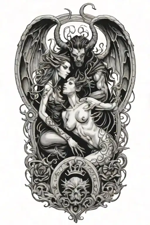 Succubus and incubus making love.  tattoo design idea