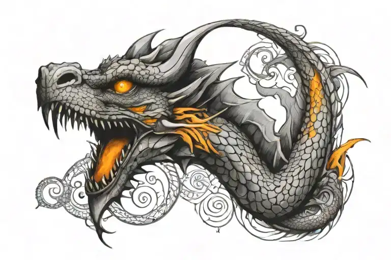 Dragon , spiritual , Mandela geo shapes with focus on eyes female tattoo shoulder  tattoo design idea