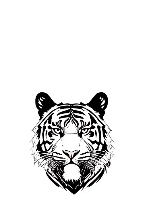 fine line tiger tattoo design idea