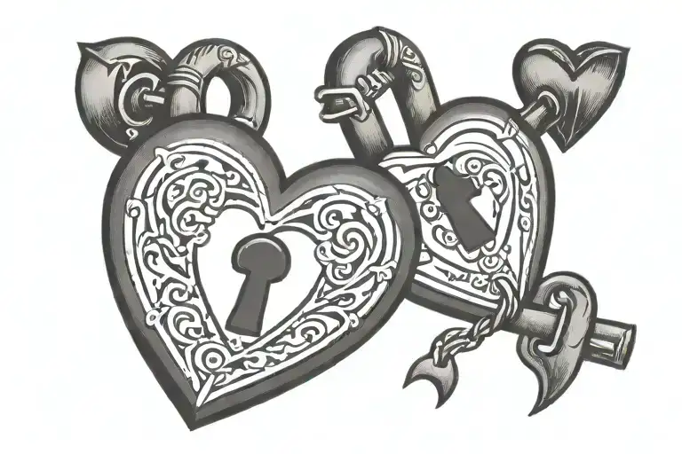 lifeline with heart shaped lock tattoo design idea