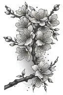 cherry blossom branch with petals falling tattoo design idea