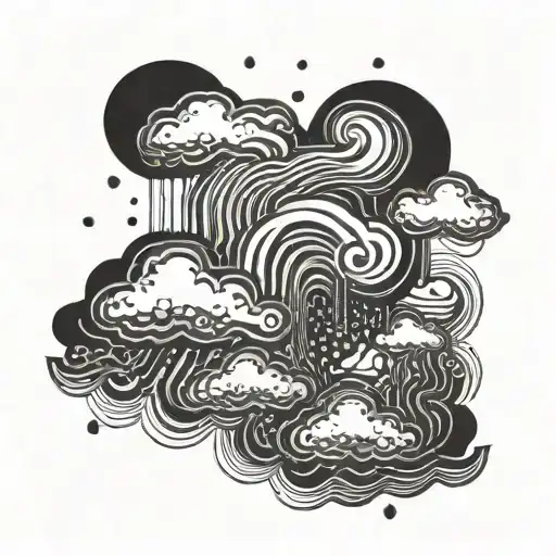 raining cloud background tattoo design idea