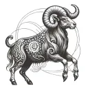 Aries Symbol: Use the Aries constellation or ram’s head as the central focal point. You could depict the ram with strong tattoo design idea