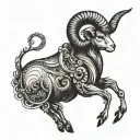 Aries Symbol: Use the Aries constellation or ram’s head as the central focal point. You could depict the ram with strong tattoo design idea