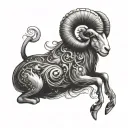 Aries Symbol: Use the Aries constellation or ram’s head as the central focal point. You could depict the ram with strong tattoo design idea