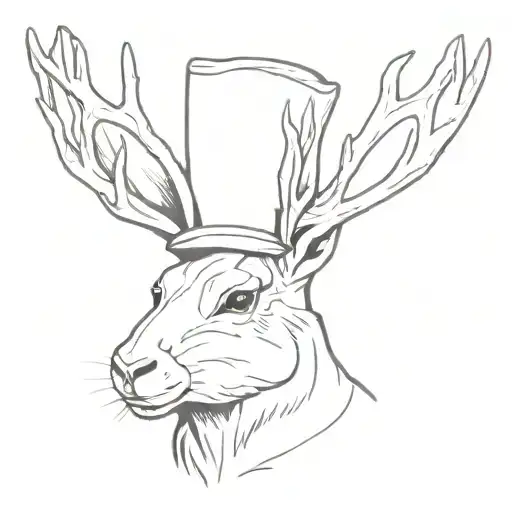 jackalope wearing hat tattoo design idea