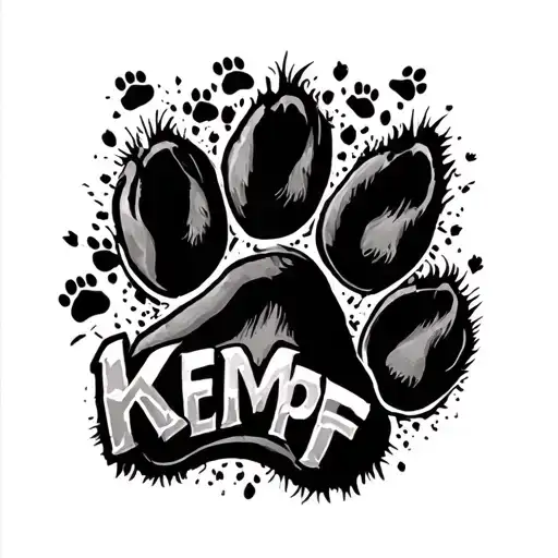 "KEMPFF" Cat and dog paw print tattoo design idea