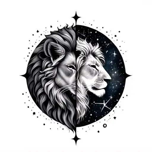 Leo and virgo star constellations combined into one tattoo tattoo design idea