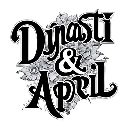 "Dynasti & April" name script tattoo design idea