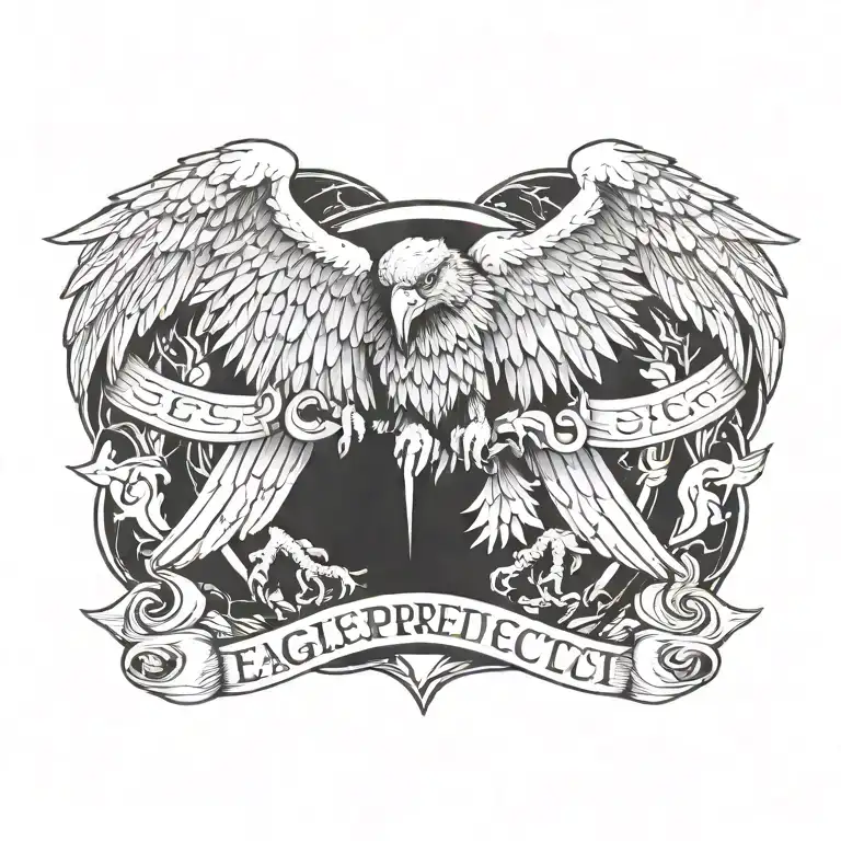 eagle protect letters "S C P E' tattoo design idea