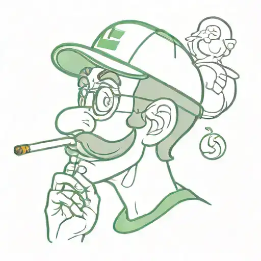 luigi smoking weed tattoo design idea