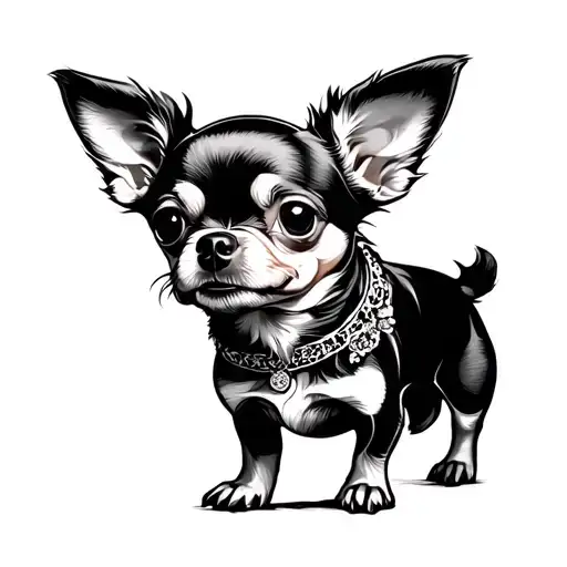 japanese foo dog but chihuahua tattoo design idea