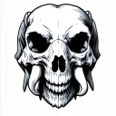 mammoth head holding skull tattoo design idea