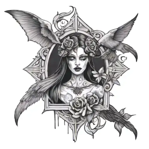 gothic freedom and self love tattoo design idea