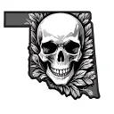 Oklahoma outline with skull adorned tattoo design idea