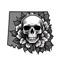 Oklahoma outline with skull adorned tattoo design idea