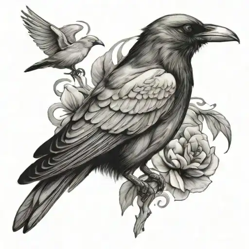 Crow And Dove tattoo design idea