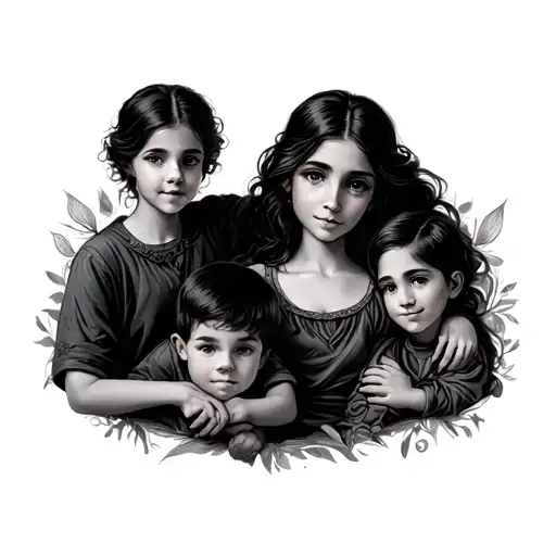 Mother And Two Sons tattoo design idea