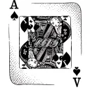 Underground tattoo design, black and white ink, gritty calligraphy, Queen of Diamonds + Jack of Clubs, poker chips tattoo design idea