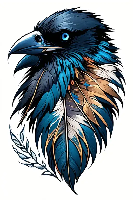 native feather with abstract raven talon tattoo design idea